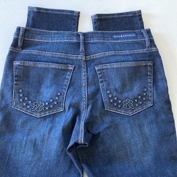 Rock & Republic Berlin High Rise Skinny Jeans Straight Leg Stretch Sz 10 Dark - Picture 13 of 14